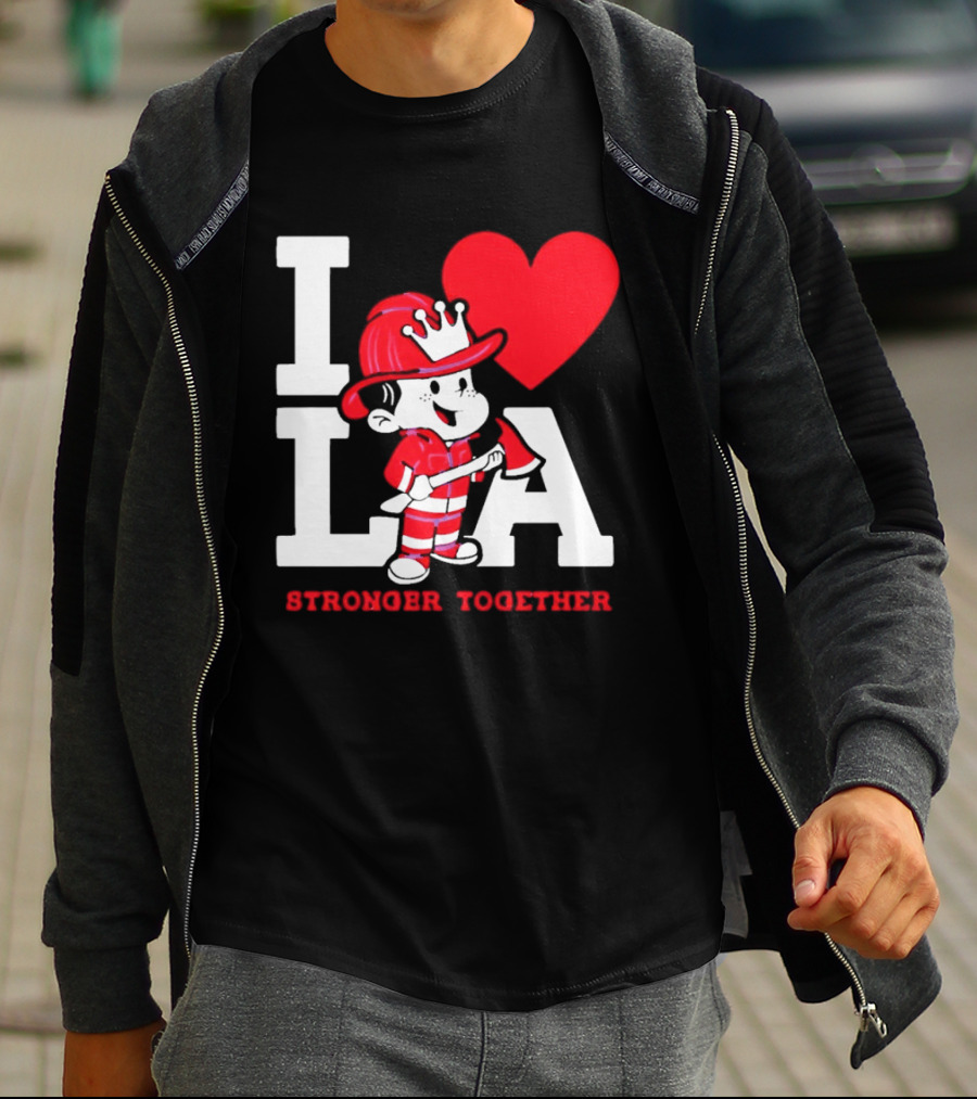 I Love LA Firefighter Stronger Together T-Shirt
