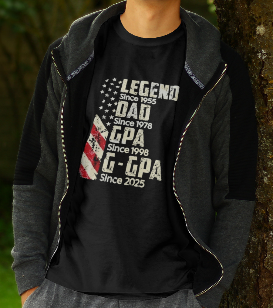 Legend Since 1955 Dad Since 1978 GPA Since 1998 G GPA Since 2025 Patriotic Stars And Stripes T-Shirt