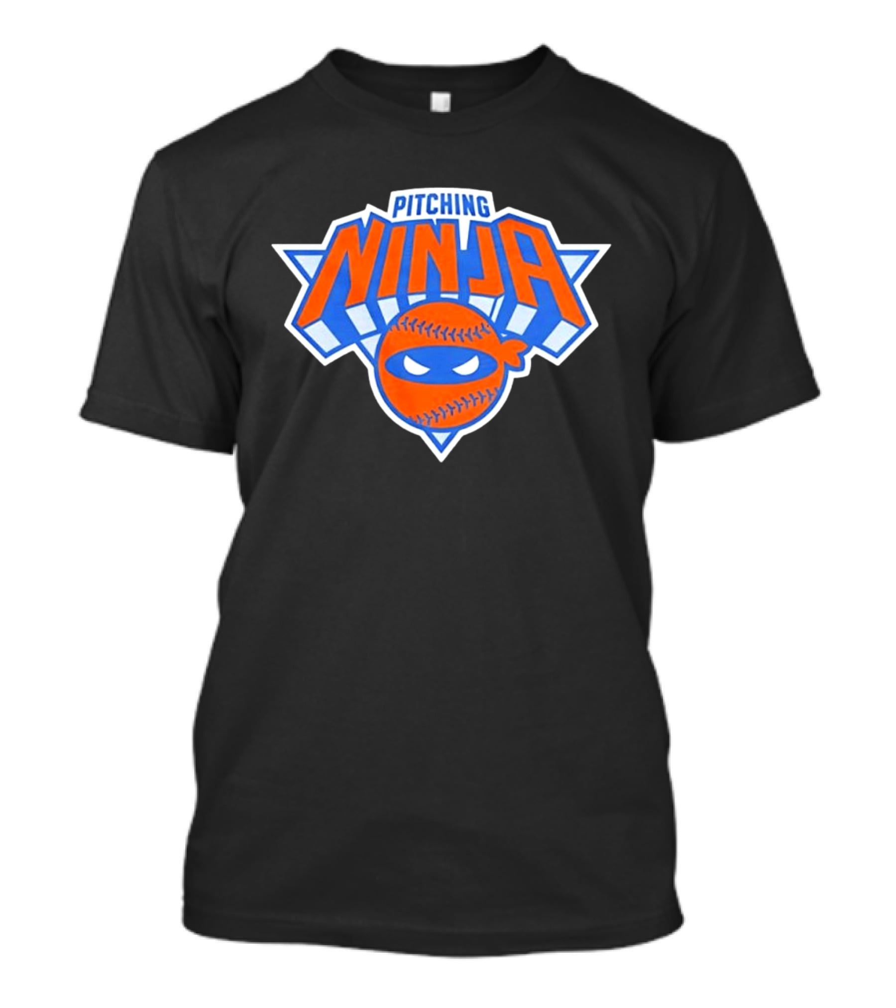 Pitching Ninja New York Knicks Baseball T-Shirt