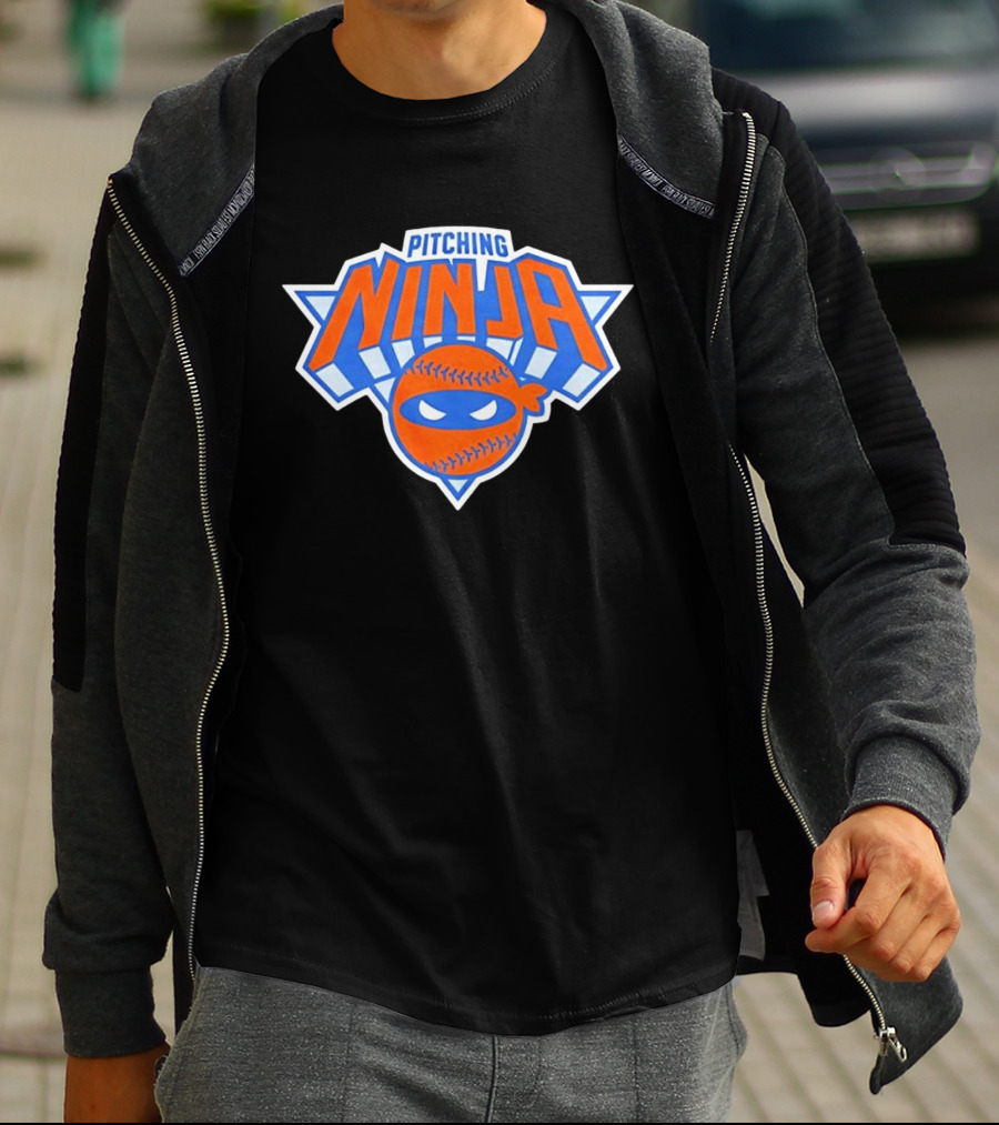 Pitching Ninja New York Knicks Baseball T-Shirt