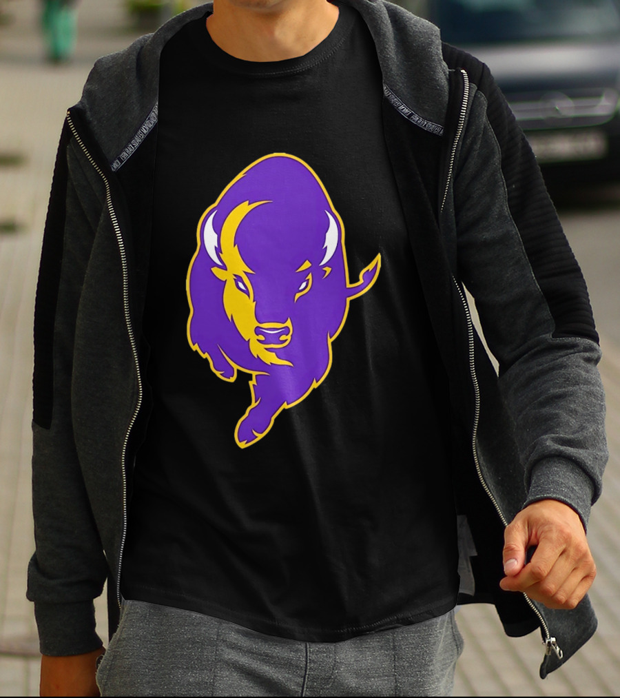 Lipscomb Bisons Purple And Yellow Charging Bison T-Shirt