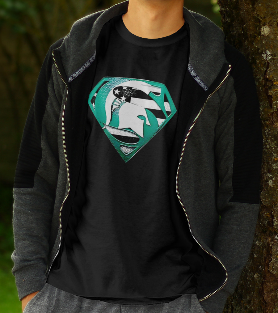 Michigan State Spartans Superman American Flag T-Shirt