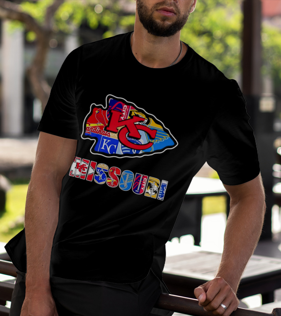 Missouri Sports Teams KC Chiefs Cardinals Royals Blues Sporting Arrowhead T-Shirt