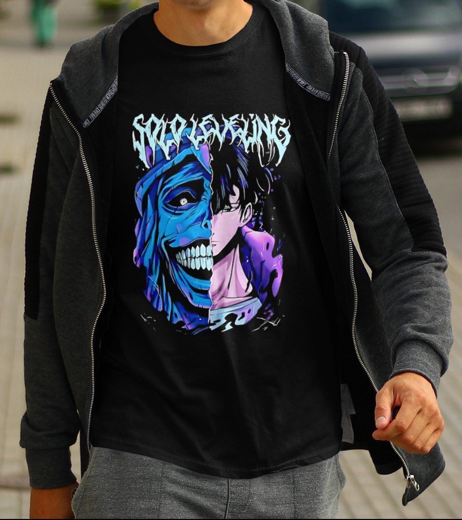 Solo Leveling Split Face Cotton Anime T-Shirt