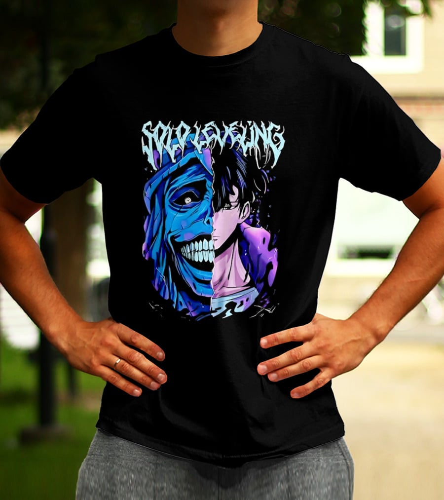 Solo Leveling Split Face Cotton Anime T-Shirt
