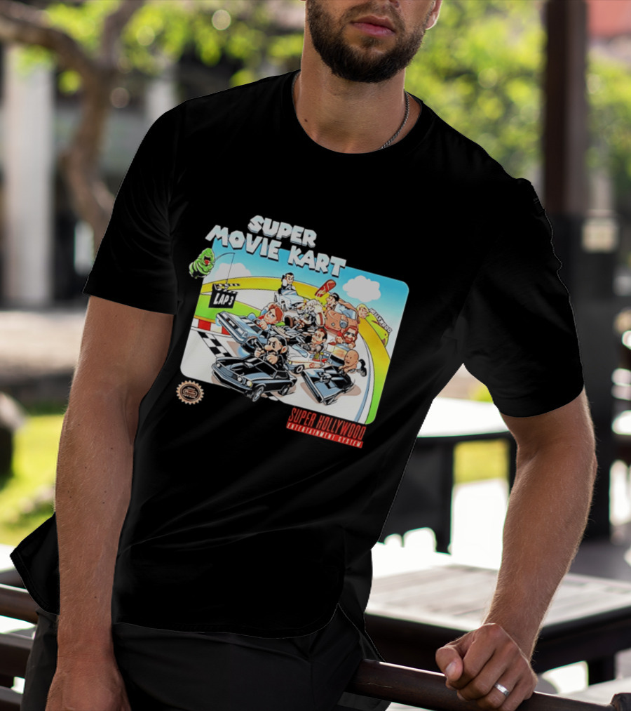 Super Movie Kart Super Hollywood Entertainment System John Wick Back To The Future Ghostbusters Mad Max Rocky T-Shirt