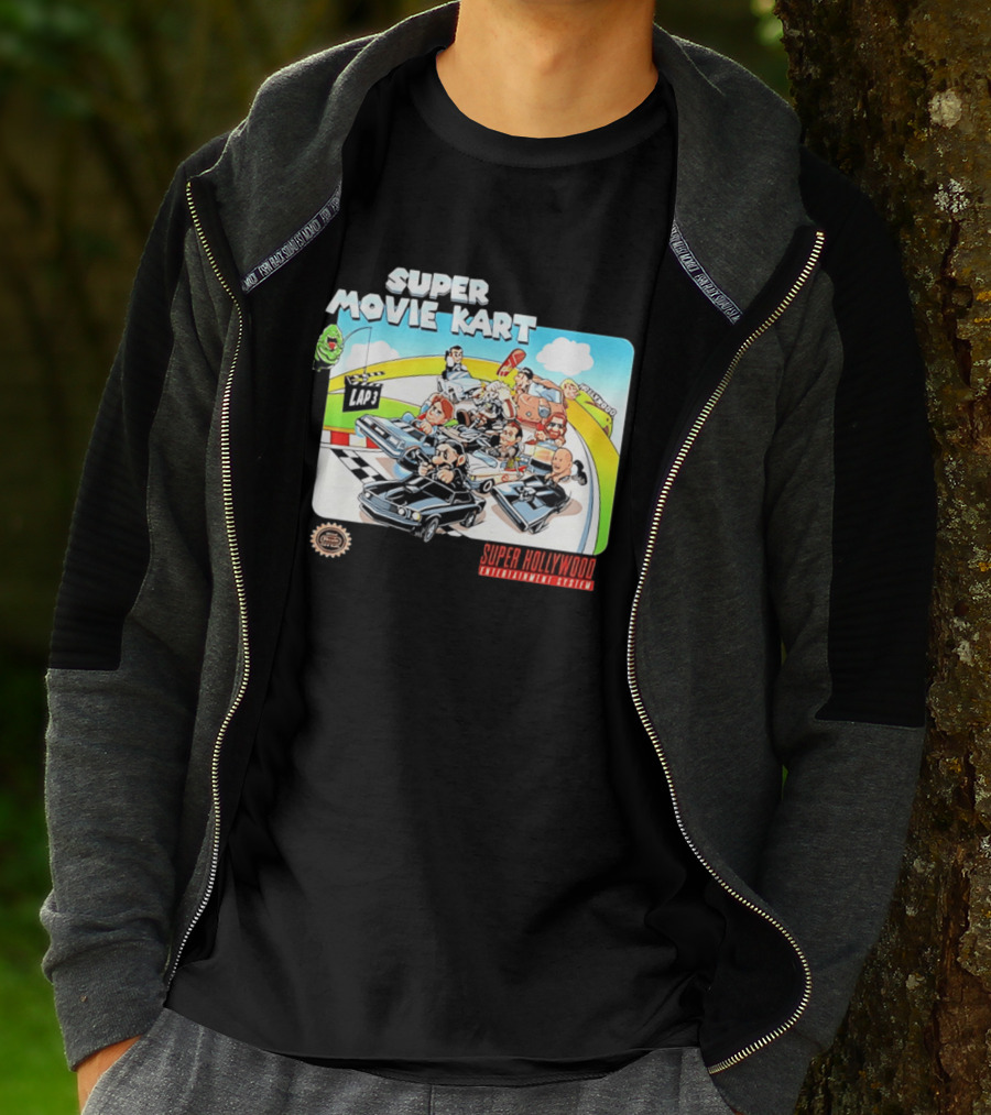 Super Movie Kart Super Hollywood Entertainment System John Wick Back To The Future Ghostbusters Mad Max Rocky T-Shirt