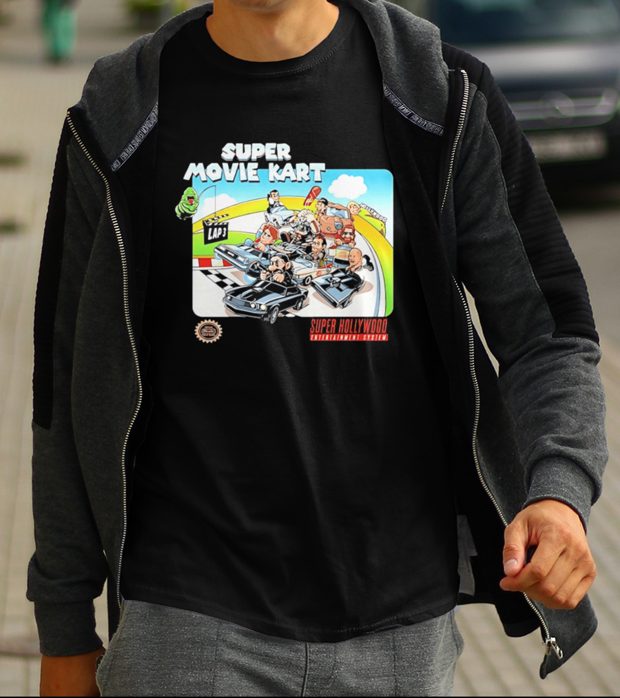 Super Movie Kart Super Hollywood Entertainment System John Wick Back To The Future Ghostbusters Mad Max Rocky T-Shirt