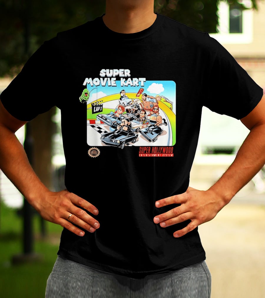 Super Movie Kart Super Hollywood Entertainment System John Wick Back To The Future Ghostbusters Mad Max Rocky T-Shirt