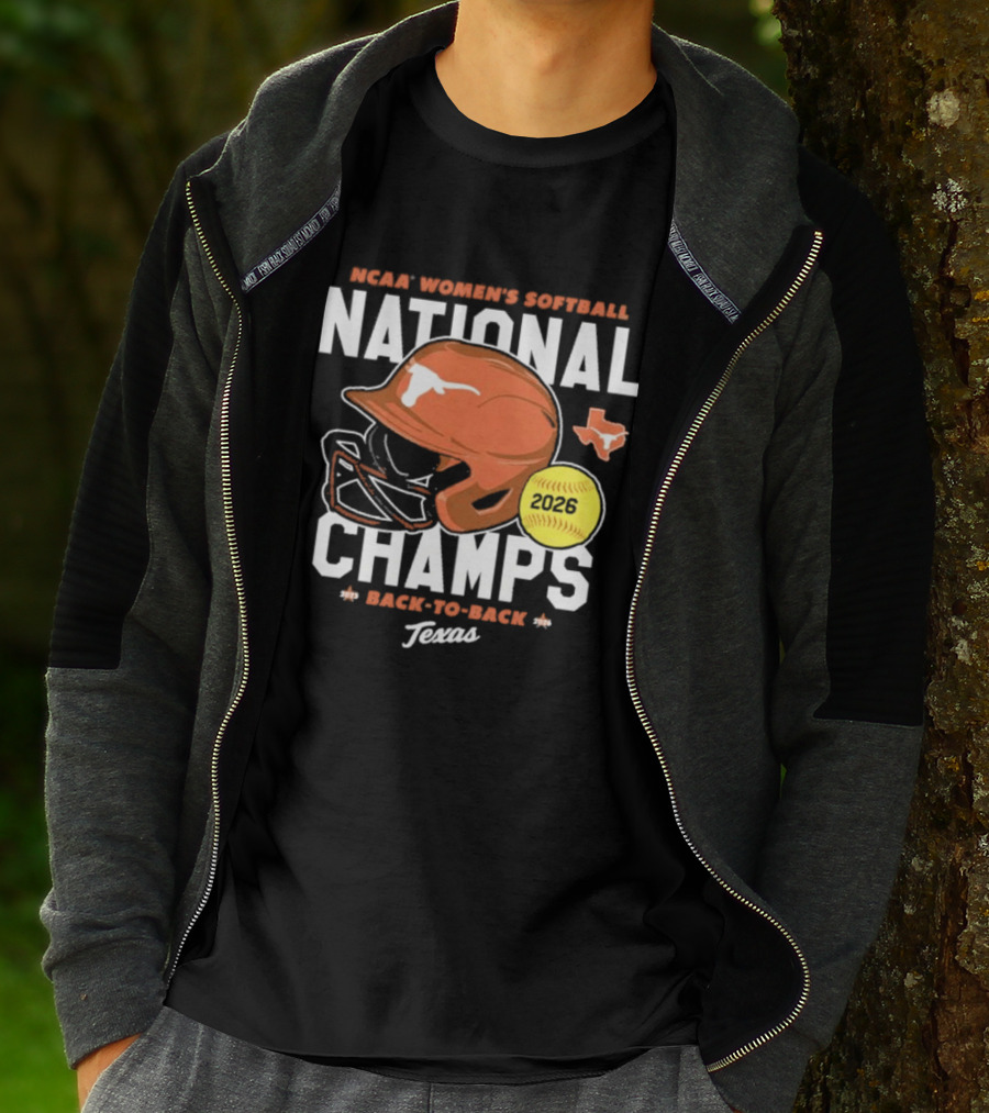 Texas Longhorns 2026 NCAA Women's Softball National Champs Back To Back Team T-Shirt
