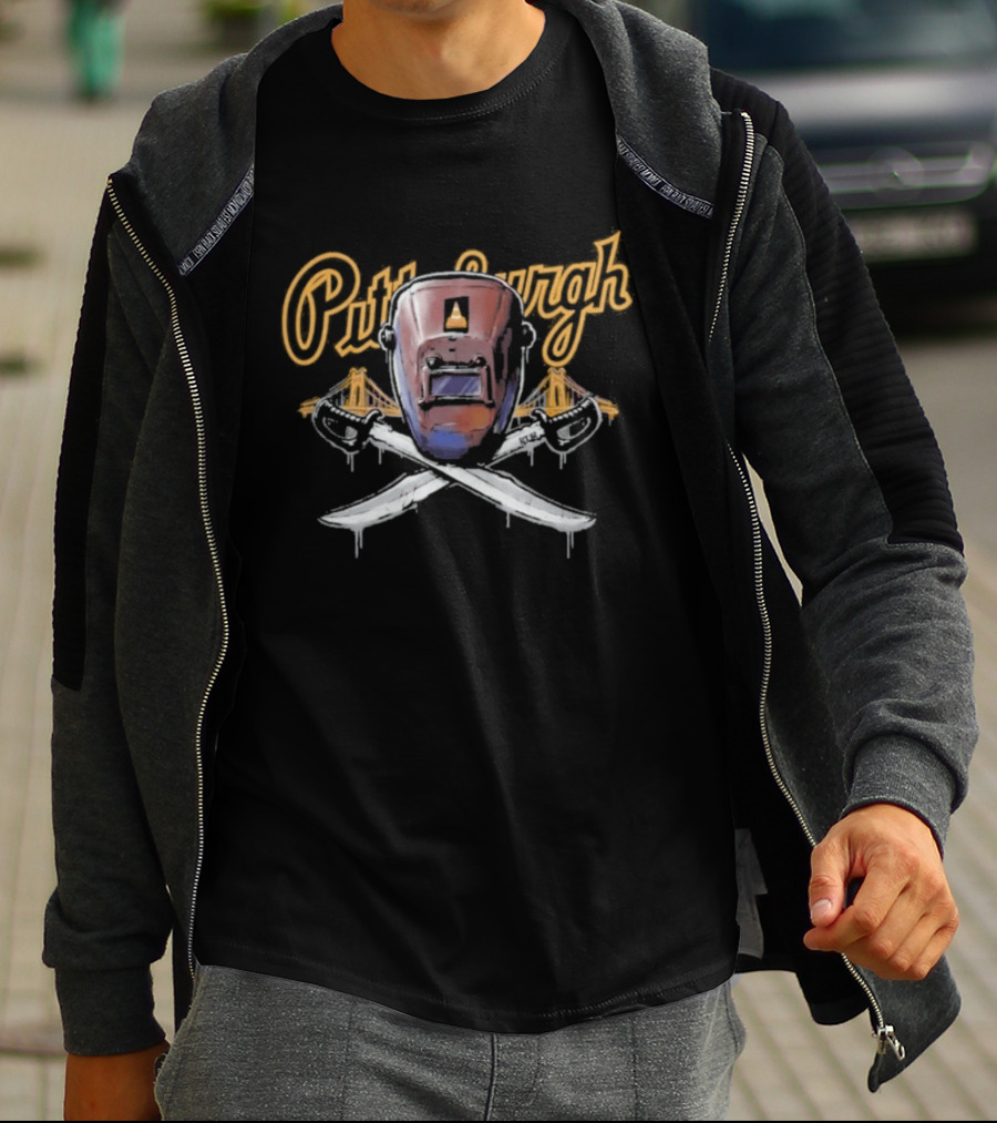 Pittsburgh Welder Hood Crossed Hoist Cone Pirates MLB T-Shirt