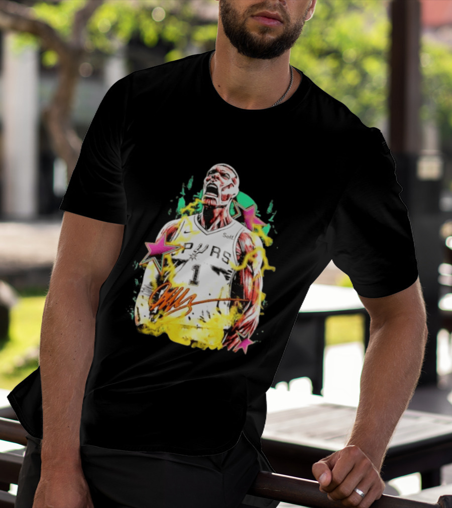 Victor Wembanyama San Antonio Spurs Attack On Titan Colossal Titan Spurs 1 Self Signature T-Shirt