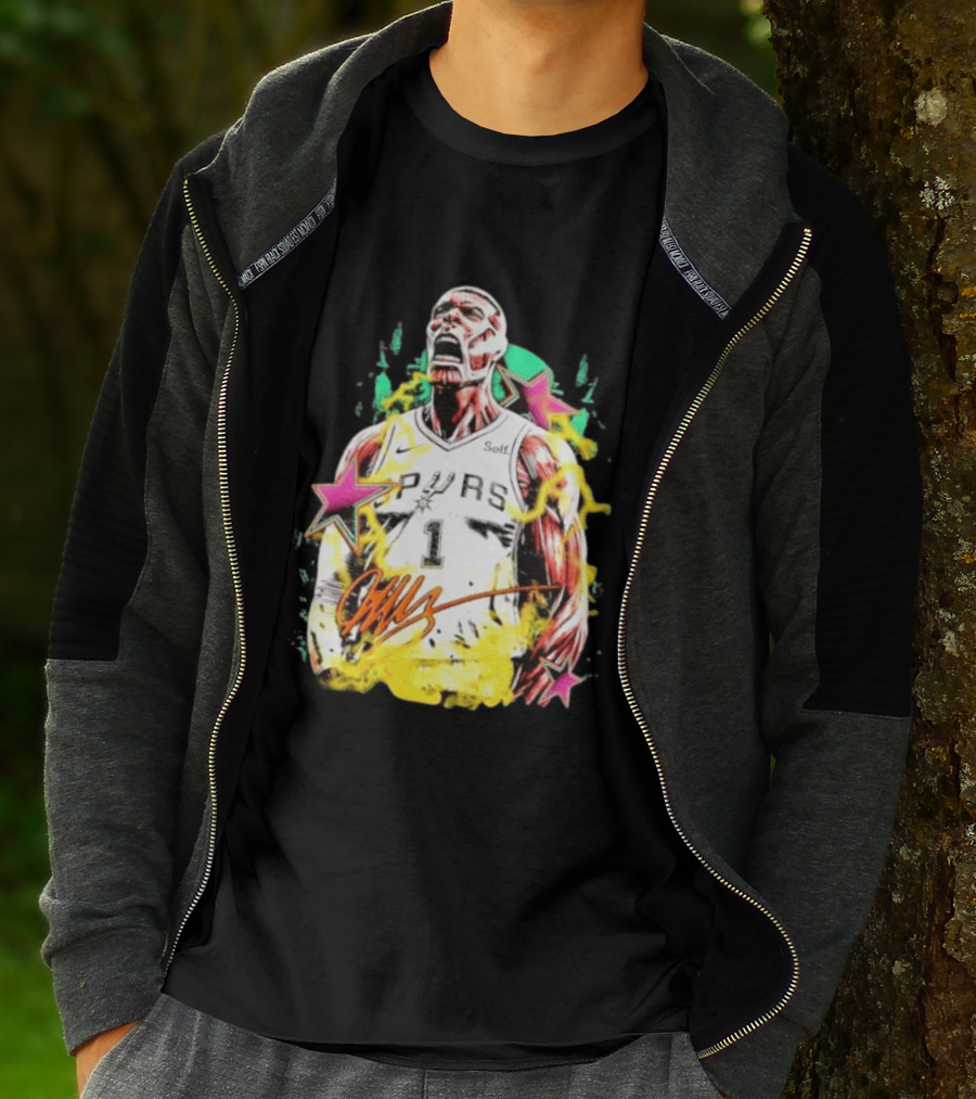 Victor Wembanyama San Antonio Spurs Attack On Titan Colossal Titan Spurs 1 Self Signature T-Shirt