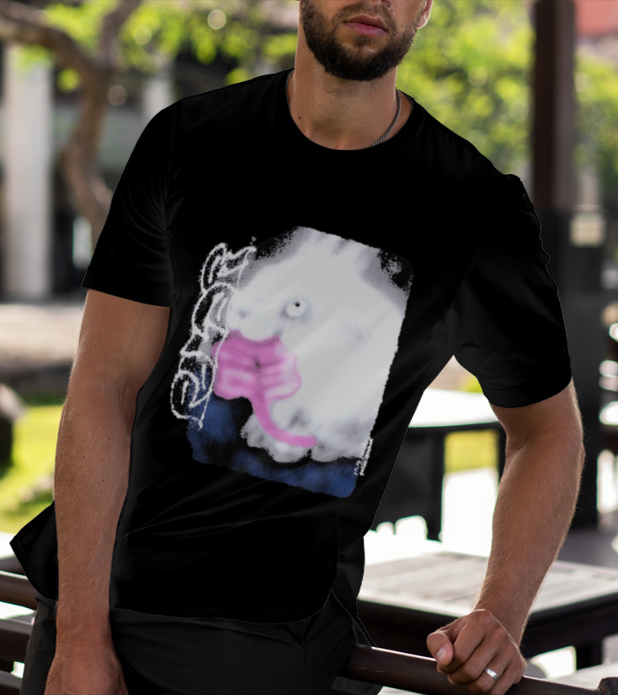 Flatspot Polar Rabbit With Pink Ribbon T-Shirt