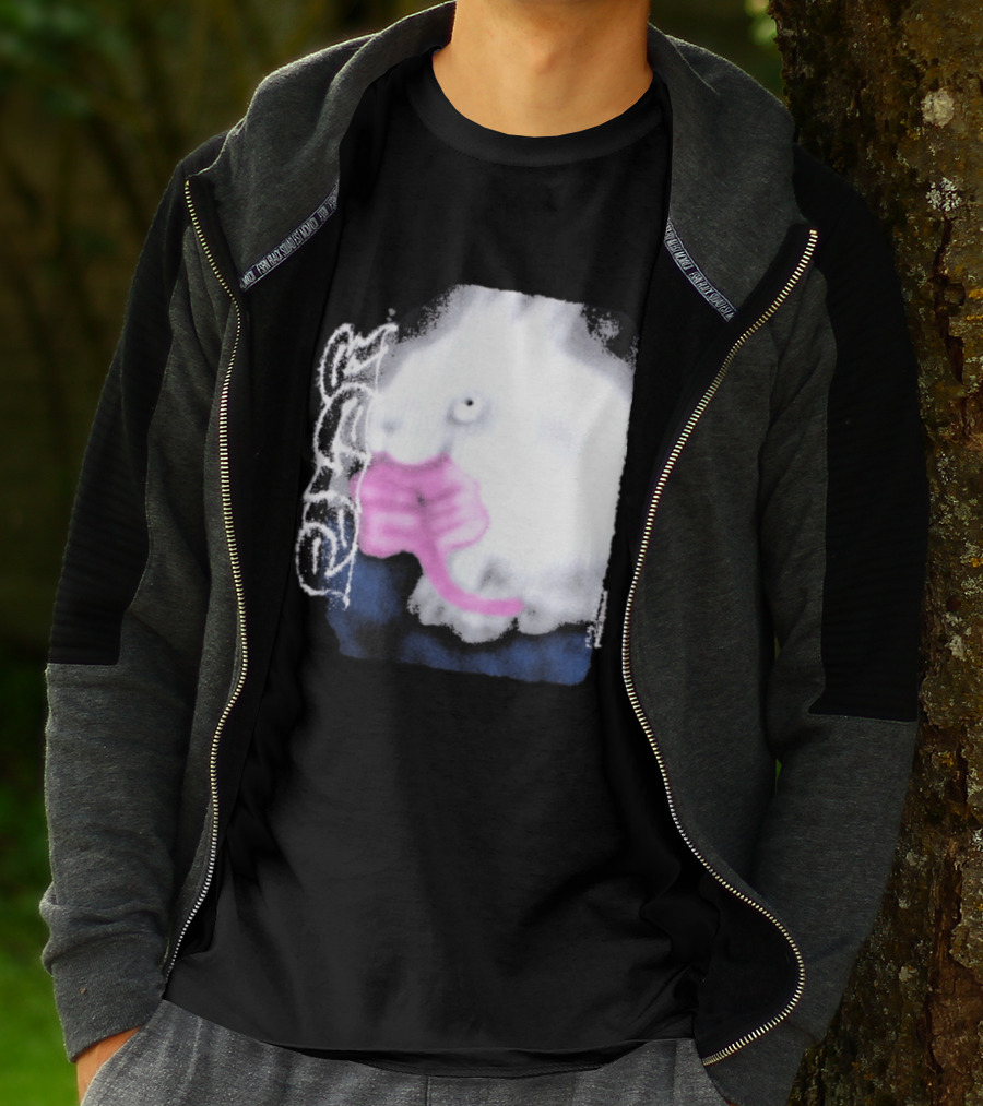 Flatspot Polar Rabbit With Pink Ribbon T-Shirt
