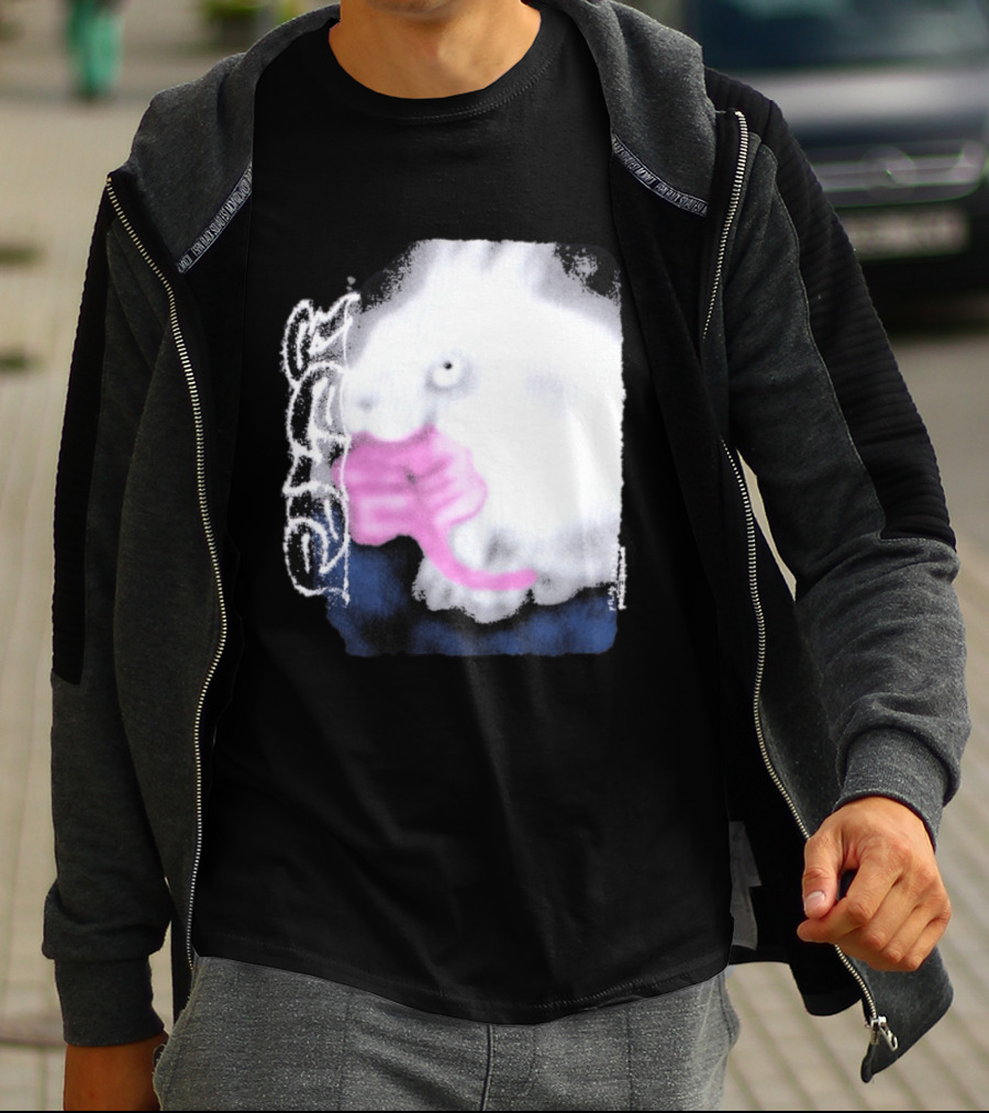 Flatspot Polar Rabbit With Pink Ribbon T-Shirt