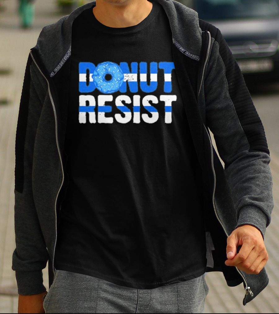 Donut Resist Police Officer Thin Blue Line Cop Policeman T-Shirt