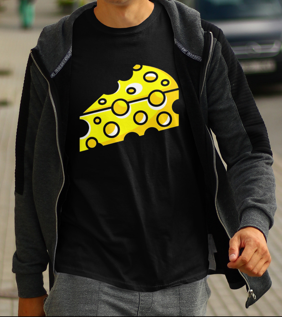 Swiss Cheese Hole Yellow Food Slice Dairy Snack Culinary T-Shirt