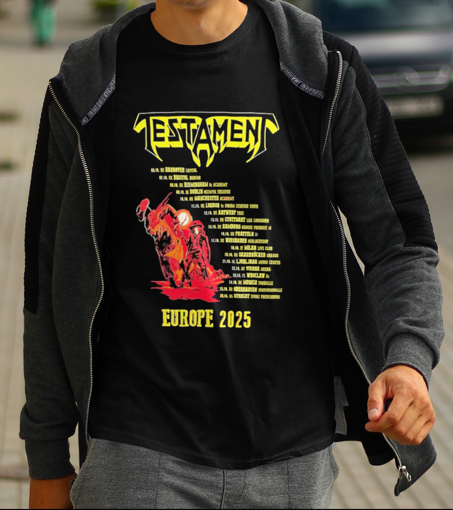 Testament Europe 2025 Tour Western Outlaw Dates T-Shirt