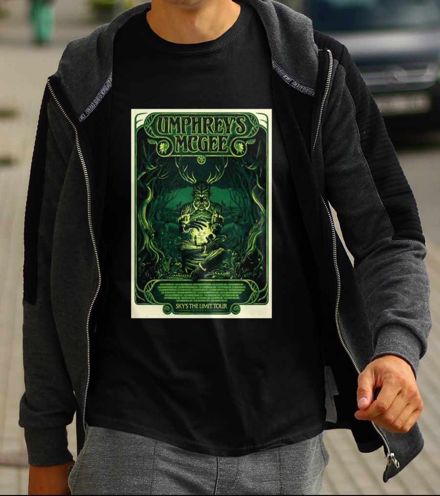 Umphrey's McGee Sky's The Limit Winter Tour 2026 Forest Creature Green T-Shirt