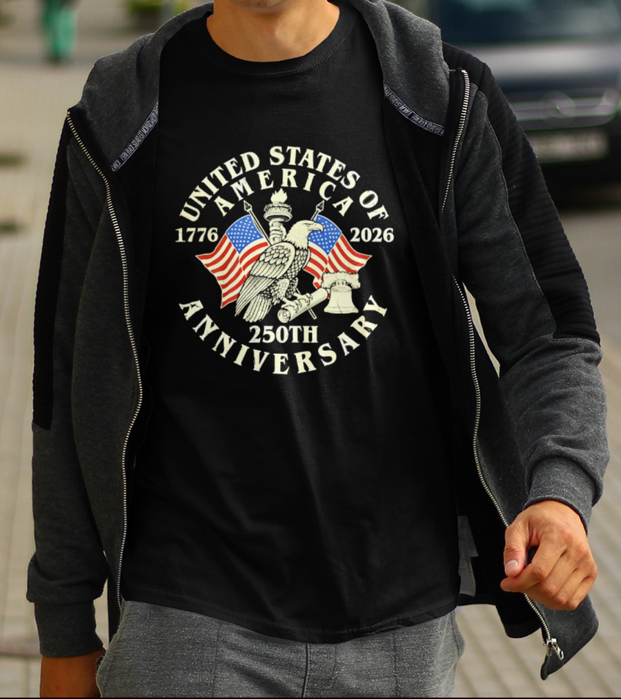 United States Of America 1776 2026 250th Anniversary Eagle Flag Bell T-Shirt
