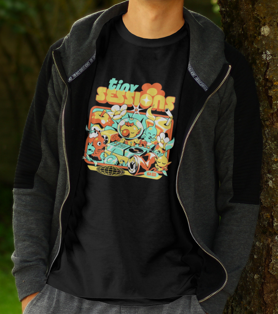 Tiny Sessions Robot DJ And Dancing Creatures T-Shirt
