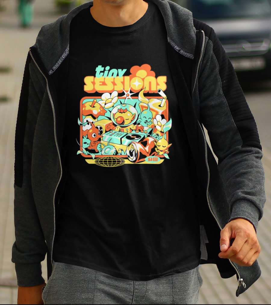 Tiny Sessions Robot DJ And Dancing Creatures T-Shirt