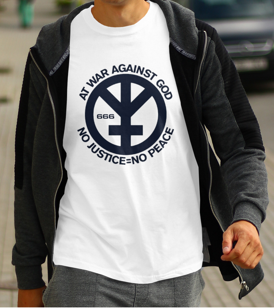 At War Against God 666 No Justice No Peace Branca Studio T-Shirt