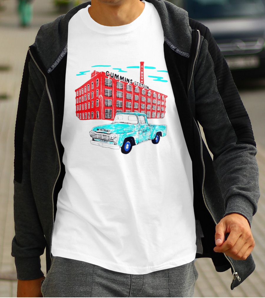 Gilson Cummins Station Vintage Truck And Building Scene T-Shirt
