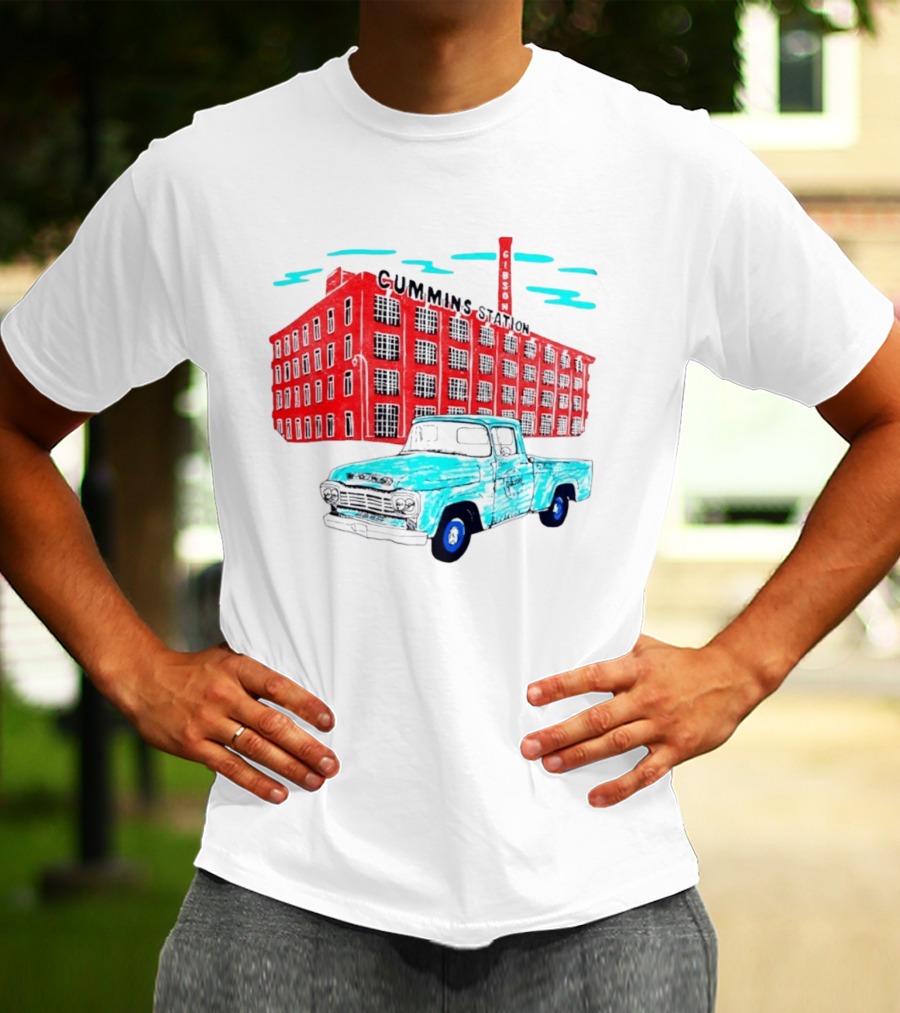 Gilson Cummins Station Vintage Truck And Building Scene T-Shirt