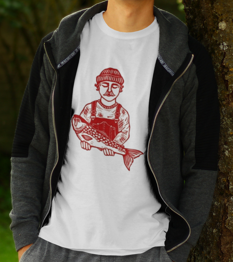 Goth Babe Fisherman Holding Fish T-Shirt