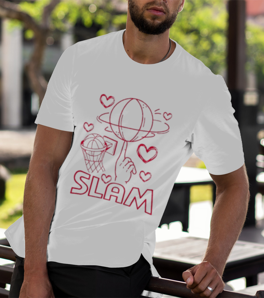 Slam Basketball Heart Hoops Hand Spinning Planet T-Shirt