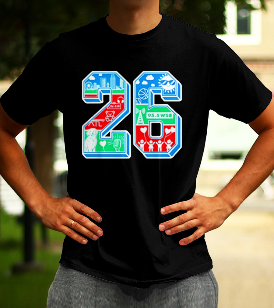 26th Annual WSB Care A Thon 95.5 WSB ATL Skyline Basketball Teddy Bear Radio Sun T-Shirt