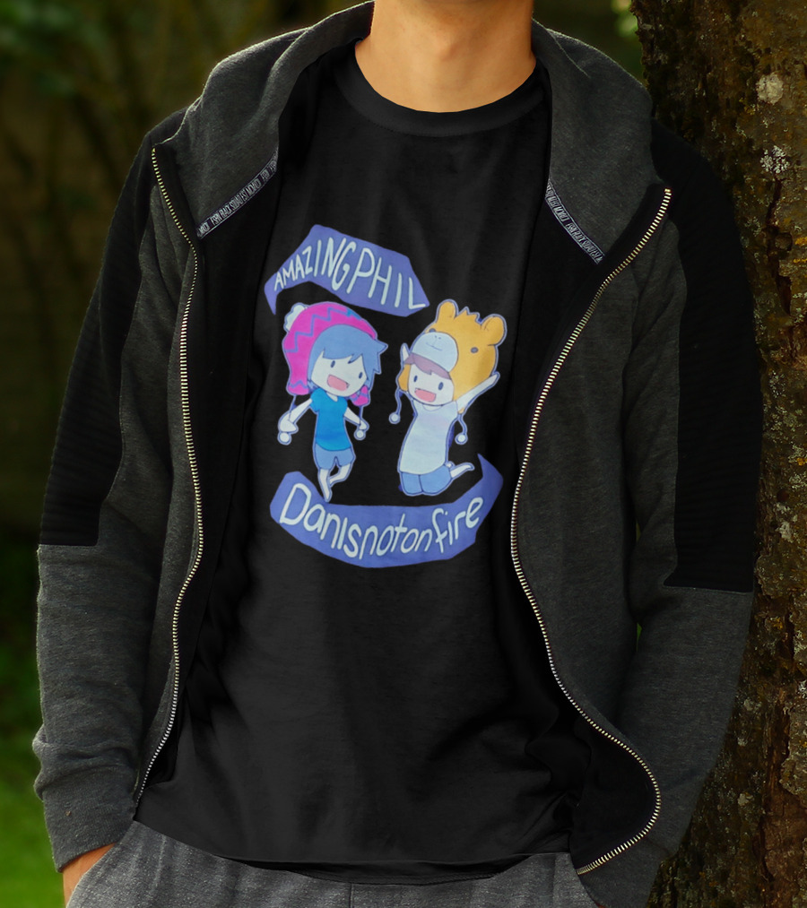 AmazingPhil Danisnotonfire Cartoon Characters In Cute Animal Hats T-Shirt