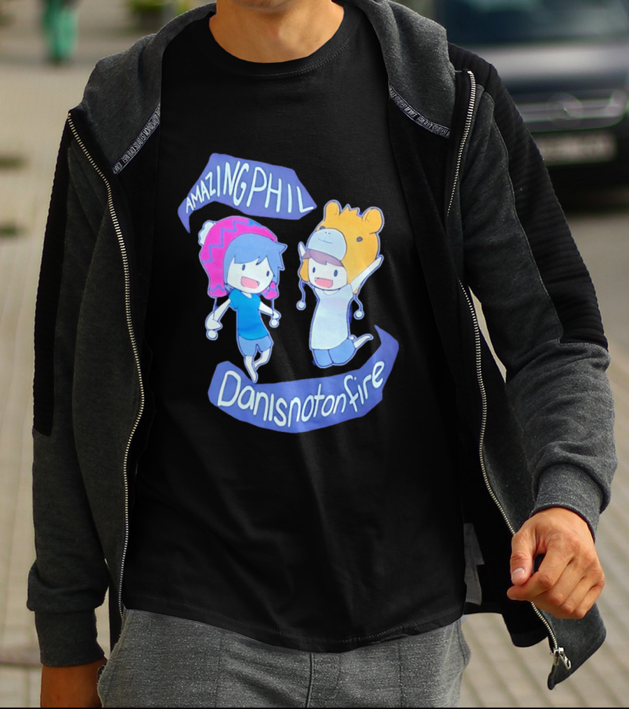 AmazingPhil Danisnotonfire Cartoon Characters In Cute Animal Hats T-Shirt