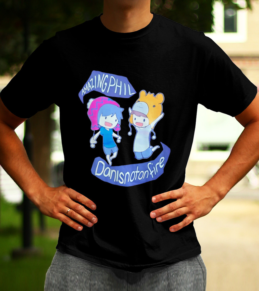 AmazingPhil Danisnotonfire Cartoon Characters In Cute Animal Hats T-Shirt