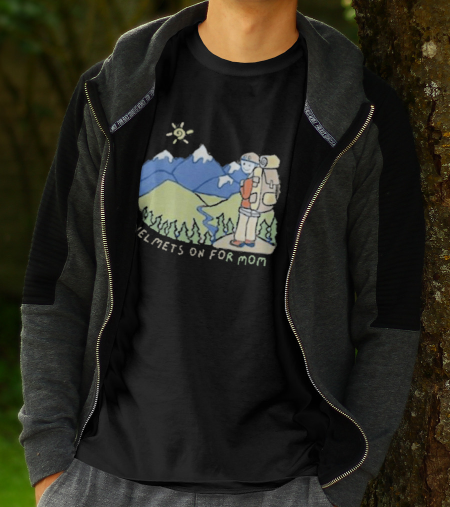 Helmets On For Mom Mountains And Hiking Scene T-Shirt