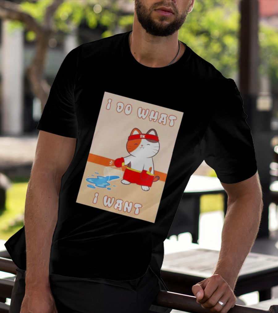 I Do What I Want Boxing Cat Spilled Water Red Gloves T-Shirt