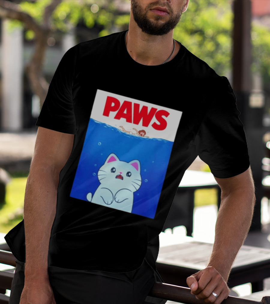 Paws Cat Parody Movie Jaws T-Shirt