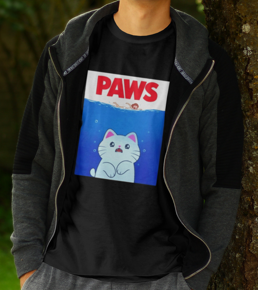 Paws Cat Parody Movie Jaws T-Shirt