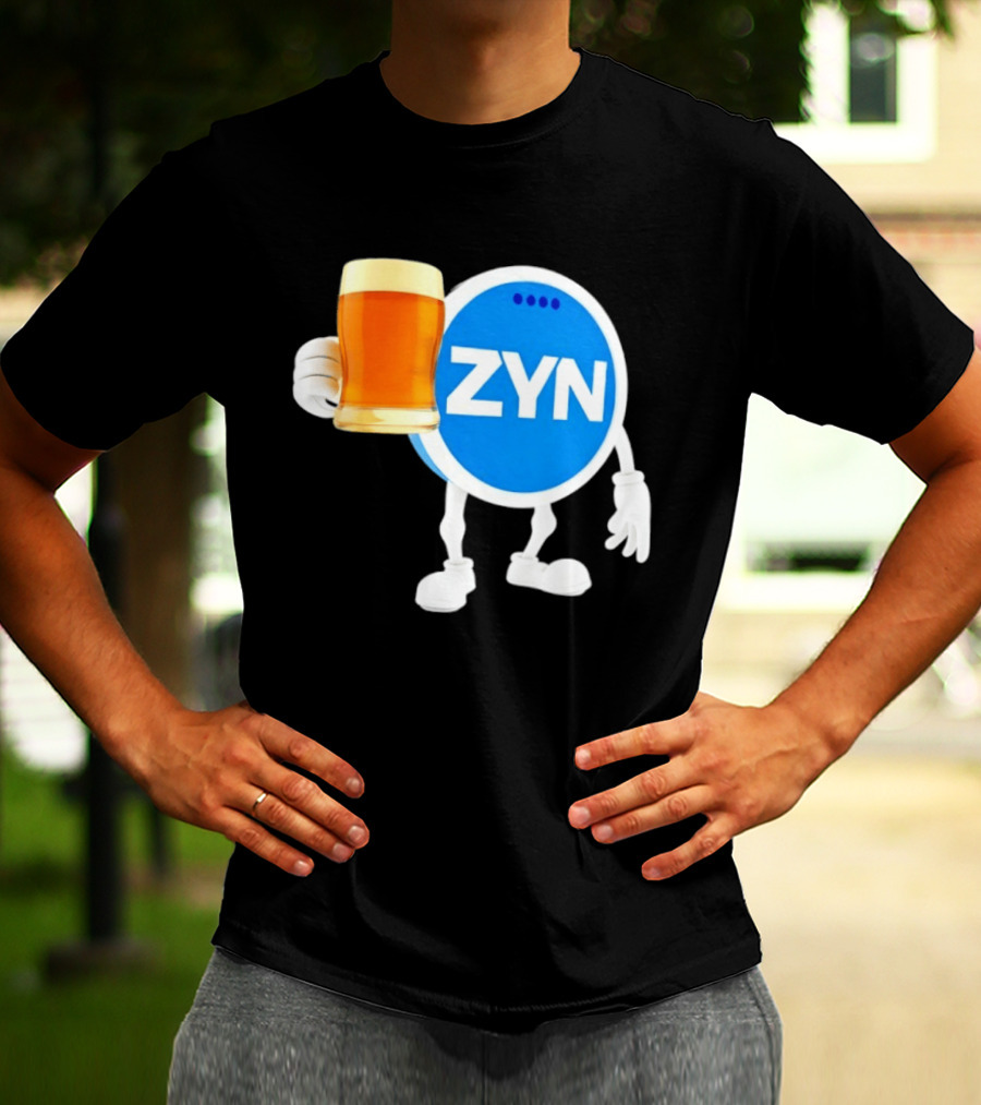 ZYN Snus Beer Character Holding T-Shirt