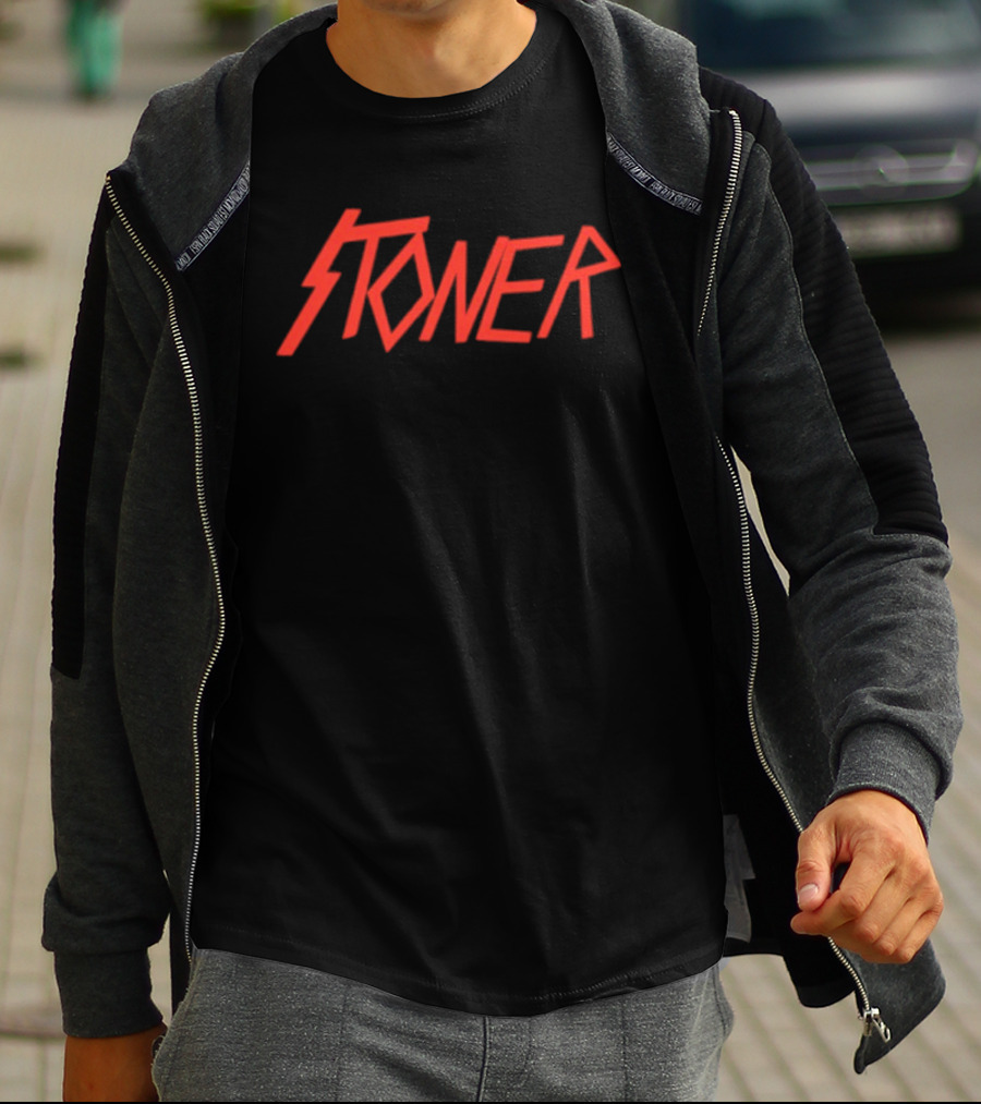 Stoner Slayer Retro Rock Style Text Bold Red T-Shirt