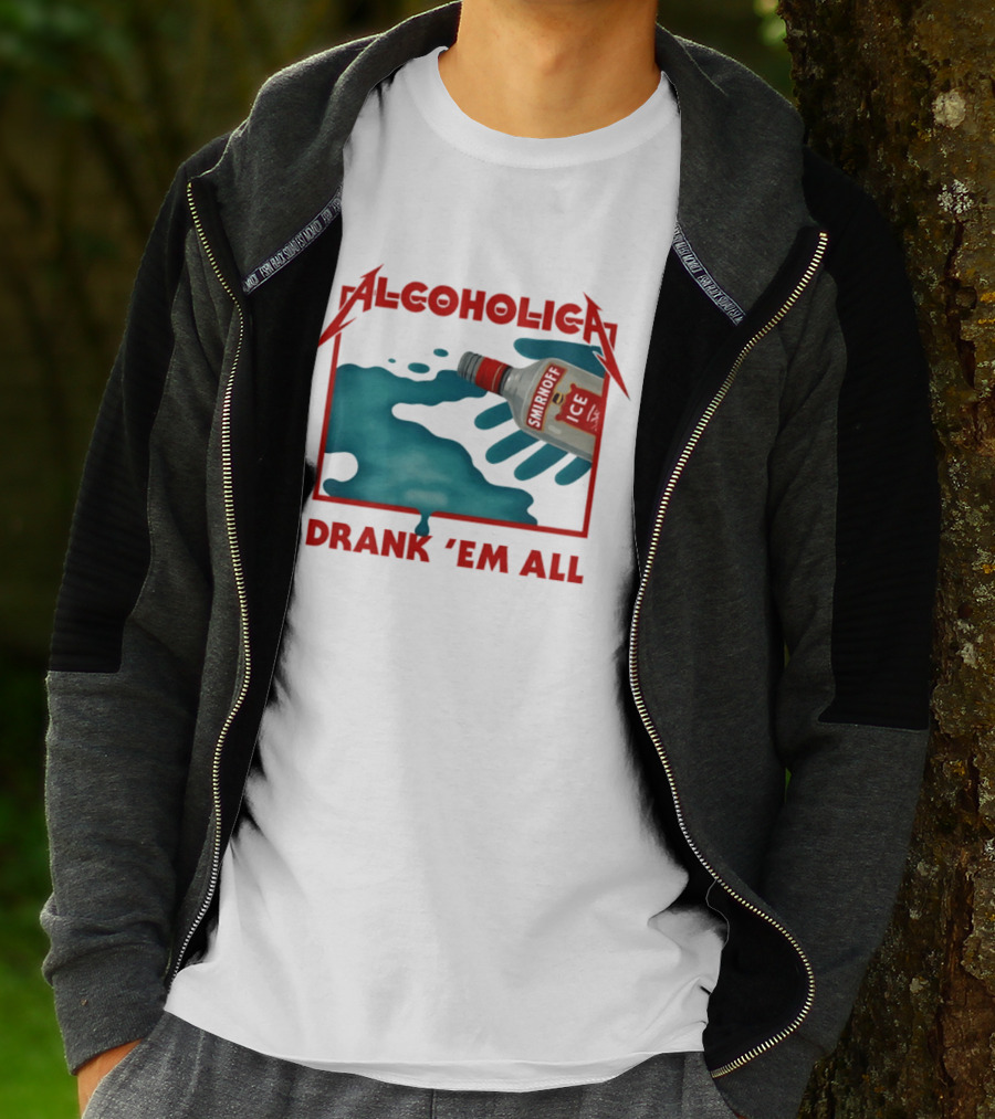 Alcoholica Drank 'Em All Smirnoff Ice Rock Band T-Shirt