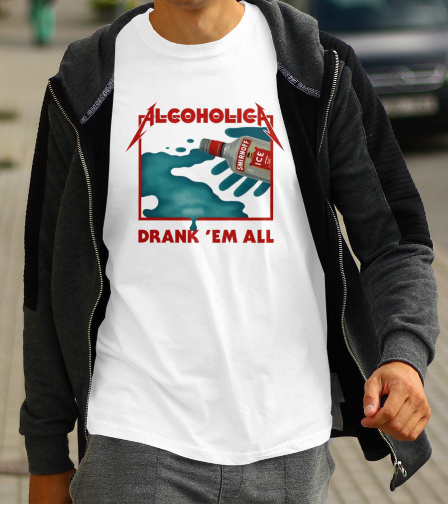 Alcoholica Drank 'Em All Smirnoff Ice Rock Band T-Shirt