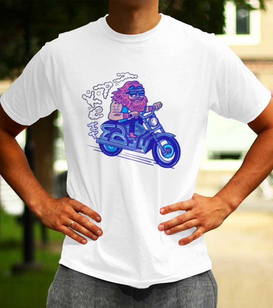 Billy Biker Cartoon Motorcycle Bearded Man T-Shirt