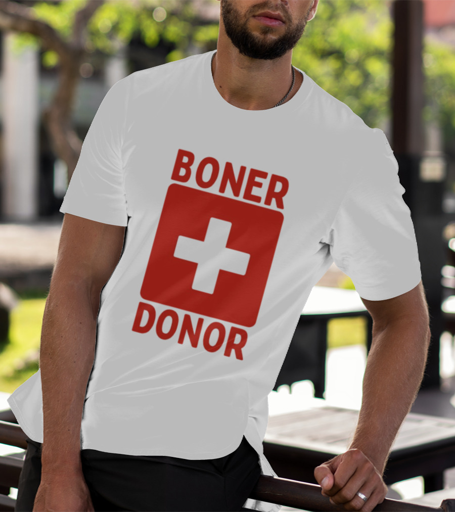 Boner Donor Sarcastic Adult Humor Red Cross T-Shirt