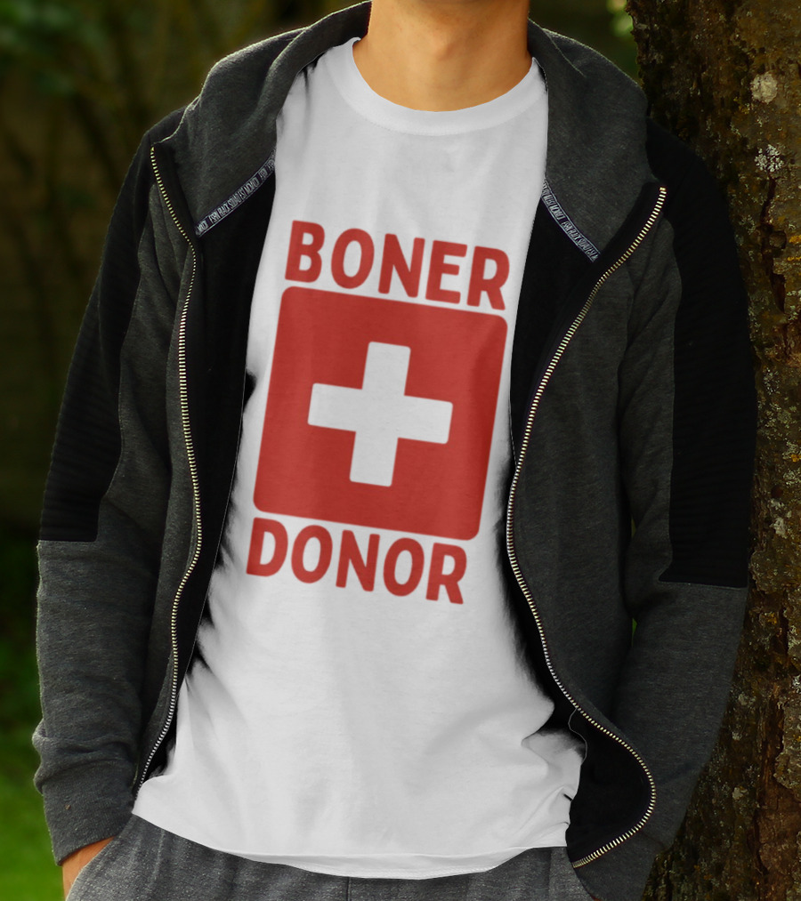 Boner Donor Sarcastic Adult Humor Red Cross T-Shirt