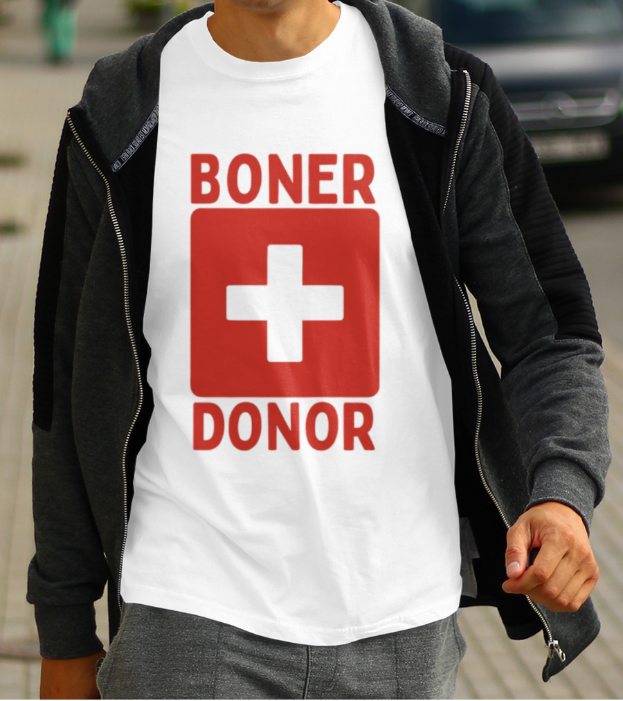 Boner Donor Sarcastic Adult Humor Red Cross T-Shirt