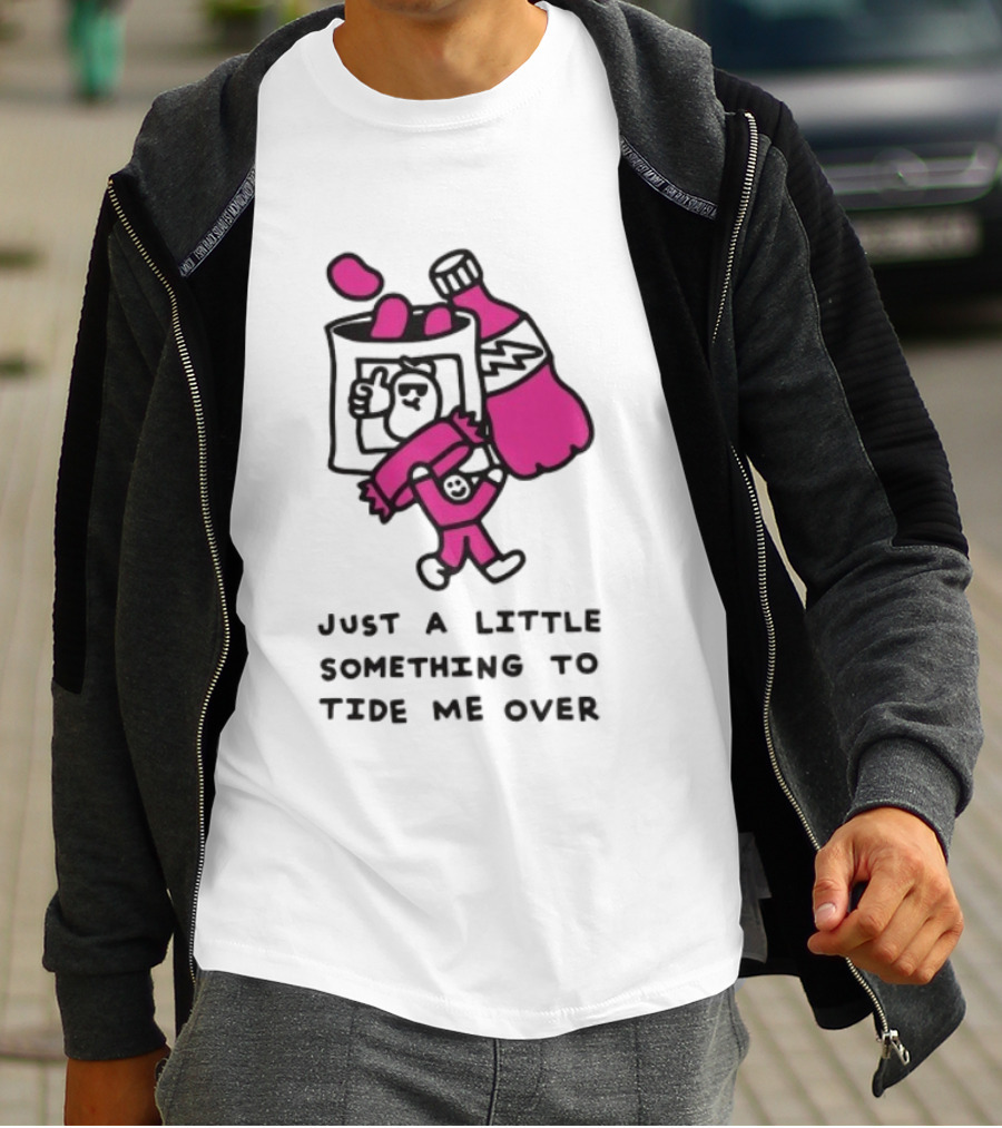Just A Little Something To Tide Me Over Snack Pink Character Carrying Beer T-Shirt