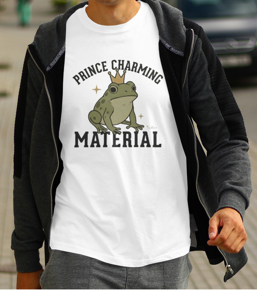 Prince Charming Material Frog With Crown And Stars T-Shirt